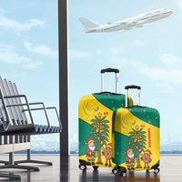 Grenada Christmas Luggage Cover with Santa Nutmeg Tree Peace Dove and Festive Gift Design - Wonder Print Shop