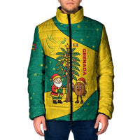 Grenada Christmas Padded Jacket with Santa Nutmeg Tree Peace Dove and Festive Gift Design - Wonder Print Shop