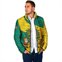 Grenada Christmas Padded Jacket with Santa Nutmeg Tree Peace Dove and Festive Gift Design - Wonder Print Shop