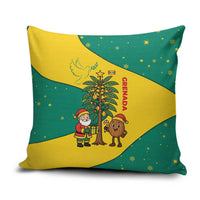 Grenada Christmas Pillow Cover with Santa Nutmeg Tree Peace Dove and Festive Gift Design - Wonder Print Shop