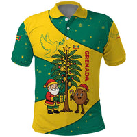 Grenada Christmas Polo Shirt with Santa Nutmeg Tree Peace Dove and Festive Gift Design - Wonder Print Shop