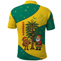 Grenada Christmas Polo Shirt with Santa Nutmeg Tree Peace Dove and Festive Gift Design - Wonder Print Shop