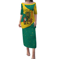 Grenada Christmas Puletasi with Santa Nutmeg Tree Peace Dove and Festive Gift Design - Wonder Print Shop