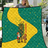Grenada Christmas Quilt with Santa Nutmeg Tree Peace Dove and Festive Gift Design - Wonder Print Shop