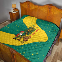 Grenada Christmas Quilt with Santa Nutmeg Tree Peace Dove and Festive Gift Design - Wonder Print Shop