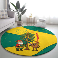 Grenada Christmas Round Carpet with Santa Nutmeg Tree Peace Dove and Festive Gift Design - Wonder Print Shop