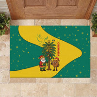 Grenada Christmas Rubber Doormat with Santa Nutmeg Tree Peace Dove and Festive Gift Design - Wonder Print Shop