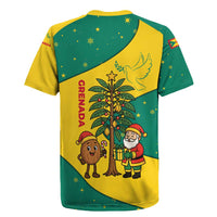 Grenada Christmas Rugby Jersey with Santa Nutmeg Tree Peace Dove and Festive Gift Design - Wonder Print Shop
