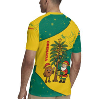 Grenada Christmas Rugby Jersey with Santa Nutmeg Tree Peace Dove and Festive Gift Design - Wonder Print Shop