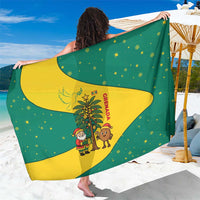 Grenada Christmas Sarong with Santa Nutmeg Tree Peace Dove and Festive Gift Design - Wonder Print Shop