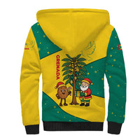 Grenada Christmas Sherpa Hoodie with Santa Nutmeg Tree Peace Dove and Festive Gift Design - Wonder Print Shop