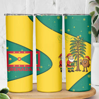 Grenada Christmas Skinny Tumbler with Santa Nutmeg Tree Peace Dove and Festive Gift Design - Wonder Print Shop
