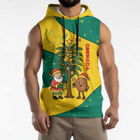 Grenada Christmas Sleeveless Hoodie with Santa Nutmeg Tree Peace Dove and Festive Gift Design - Wonder Print Shop