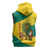 Grenada Christmas Sleeveless Zip Hoodie with Santa Nutmeg Tree Peace Dove and Festive Gift Design - Wonder Print Shop