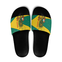 Grenada Christmas Slide Sandals with Santa Nutmeg Tree Peace Dove and Festive Gift Design - Wonder Print Shop