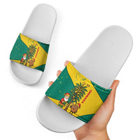 Grenada Christmas Slide Sandals with Santa Nutmeg Tree Peace Dove and Festive Gift Design - Wonder Print Shop