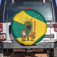 Grenada Christmas Spare Tire Cover with Santa Nutmeg Tree Peace Dove and Festive Gift Design - Wonder Print Shop