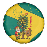 Grenada Christmas Spare Tire Cover with Santa Nutmeg Tree Peace Dove and Festive Gift Design - Wonder Print Shop