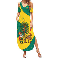 Grenada Christmas Summer Maxi Dress with Santa Nutmeg Tree Peace Dove and Festive Gift Design - Wonder Print Shop