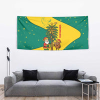Grenada Christmas Tapestry with Santa Nutmeg Tree Peace Dove and Festive Gift Design - Wonder Print Shop