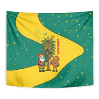 Grenada Christmas Tapestry with Santa Nutmeg Tree Peace Dove and Festive Gift Design - Wonder Print Shop