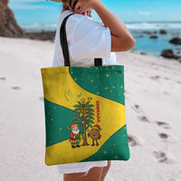 Grenada Christmas Tote Bag with Santa Nutmeg Tree Peace Dove and Festive Gift Design - Wonder Print Shop