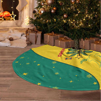 Grenada Christmas Tree Skirt with Santa Nutmeg Tree Peace Dove and Festive Gift Design - Wonder Print Shop