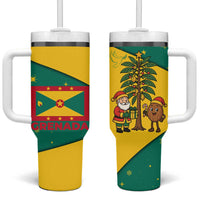 Grenada Christmas Tumbler With Handle with Santa Nutmeg Tree Peace Dove and Festive Gift Design - Wonder Print Shop