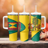 Grenada Christmas Tumbler With Handle with Santa Nutmeg Tree Peace Dove and Festive Gift Design - Wonder Print Shop