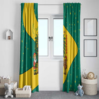 Grenada Christmas Window Curtain with Santa Nutmeg Tree Peace Dove and Festive Gift Design - Wonder Print Shop