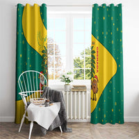 Grenada Christmas Window Curtain with Santa Nutmeg Tree Peace Dove and Festive Gift Design - Wonder Print Shop