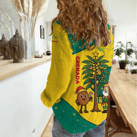 Grenada Christmas Women Casual Shirt with Santa Nutmeg Tree Peace Dove and Festive Gift Design - Wonder Print Shop