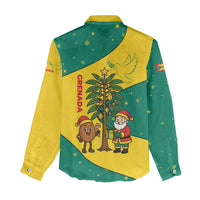 Grenada Christmas Women Casual Shirt with Santa Nutmeg Tree Peace Dove and Festive Gift Design - Wonder Print Shop