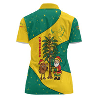 Grenada Christmas Women Polo Shirt with Santa Nutmeg Tree Peace Dove and Festive Gift Design - Wonder Print Shop