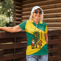 Grenada Christmas Women Polo Shirt with Santa Nutmeg Tree Peace Dove and Festive Gift Design - Wonder Print Shop