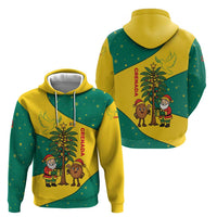 Grenada Christmas Zip Hoodie with Santa Nutmeg Tree Peace Dove and Festive Gift Design - Wonder Print Shop