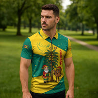 Grenada Christmas Zipper Polo Shirt with Santa Nutmeg Tree Peace Dove and Festive Gift Design - Wonder Print Shop