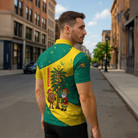Grenada Christmas Zipper Polo Shirt with Santa Nutmeg Tree Peace Dove and Festive Gift Design - Wonder Print Shop