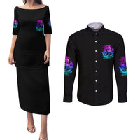 My Demons Tried To Drown Me Mermaid Couples Matching Puletasi Dress and Long Sleeve Button Shirt - Wonder Print Shop