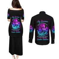 My Demons Tried To Drown Me Mermaid Couples Matching Puletasi Dress and Long Sleeve Button Shirt - Wonder Print Shop