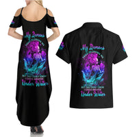 My Demons Tried To Drown Me Mermaid Couples Matching Summer Maxi Dress and Hawaiian Shirt - Wonder Print Shop