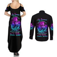 My Demons Tried To Drown Me Mermaid Couples Matching Summer Maxi Dress and Long Sleeve Button Shirt - Wonder Print Shop