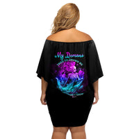 My Demons Tried To Drown Me Mermaid Family Matching Off Shoulder Short Dress and Hawaiian Shirt - Wonder Print Shop