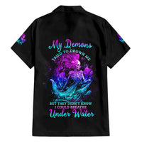 My Demons Tried To Drown Me Mermaid Family Matching Summer Maxi Dress and Hawaiian Shirt - Wonder Print Shop