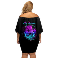 My Demons Tried To Drown Me Mermaid Off Shoulder Short Dress - Wonder Print Shop