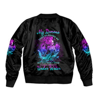 My Demons Tried To Drown Me Mermaid Sleeve Zip Bomber Jacket - Wonder Print Shop