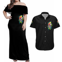 Warning This Tattooed Girl Flower Couples Matching Off Shoulder Maxi Dress and Hawaiian Shirt - Wonder Print Shop