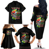 Warning This Tattooed Girl Flower Family Matching Off Shoulder Long Sleeve Dress and Hawaiian Shirt - Wonder Print Shop