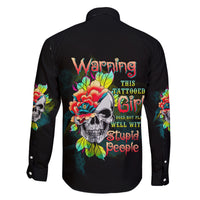 Warning This Tattooed Girl Flower Family Matching Off Shoulder Long Sleeve Dress and Hawaiian Shirt - Wonder Print Shop