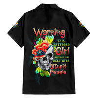 Warning This Tattooed Girl Flower Family Matching Short Sleeve Bodycon Dress and Hawaiian Shirt - Wonder Print Shop